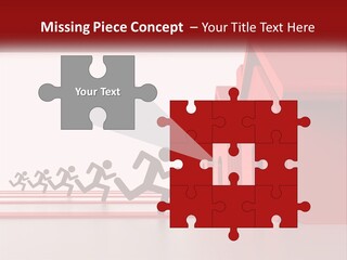 A Group Of People Running Towards A Red House PowerPoint Template