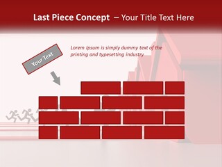 A Group Of People Running Towards A Red House PowerPoint Template