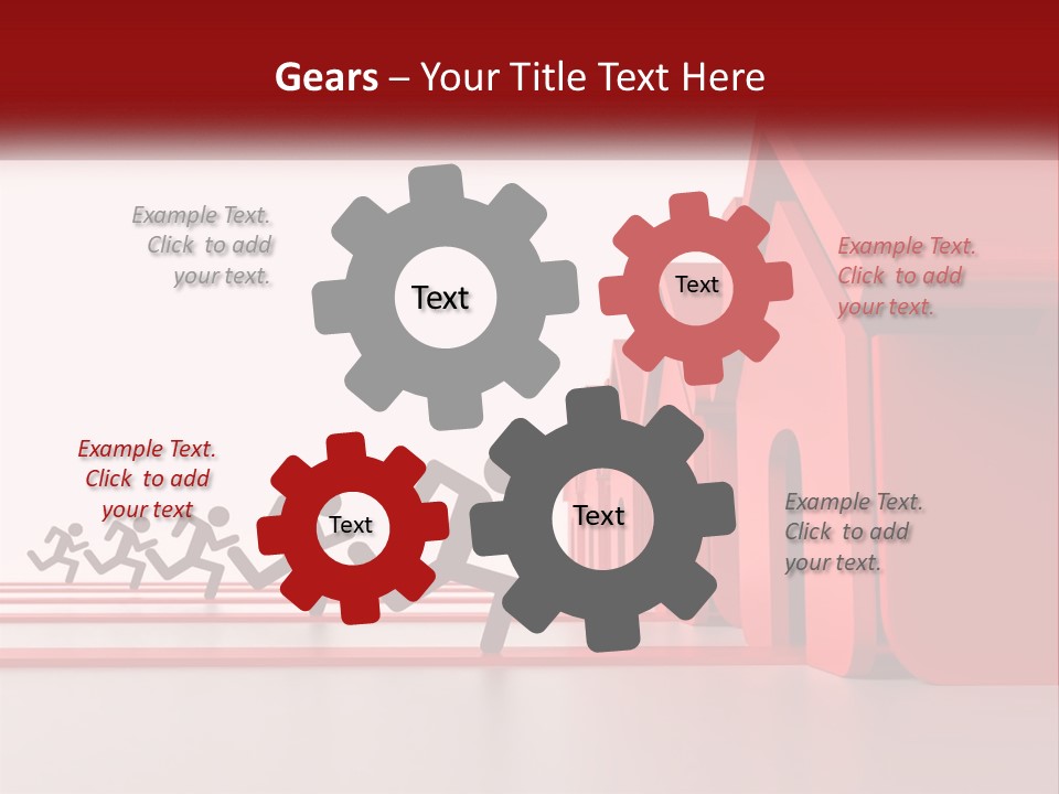 A Group Of People Running Towards A Red House PowerPoint Template