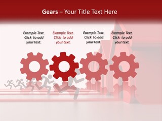 A Group Of People Running Towards A Red House PowerPoint Template