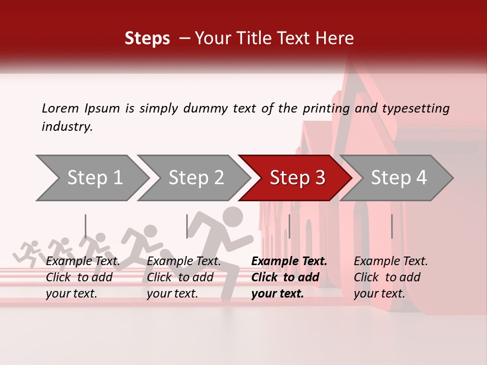 A Group Of People Running Towards A Red House PowerPoint Template