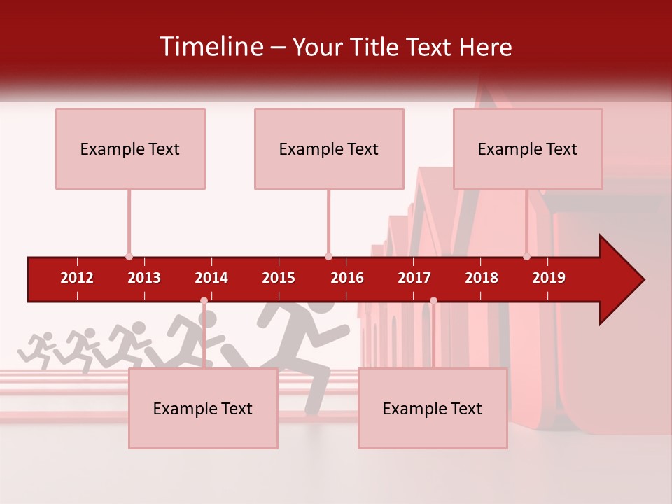 A Group Of People Running Towards A Red House PowerPoint Template