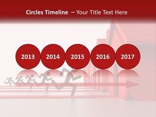 A Group Of People Running Towards A Red House PowerPoint Template