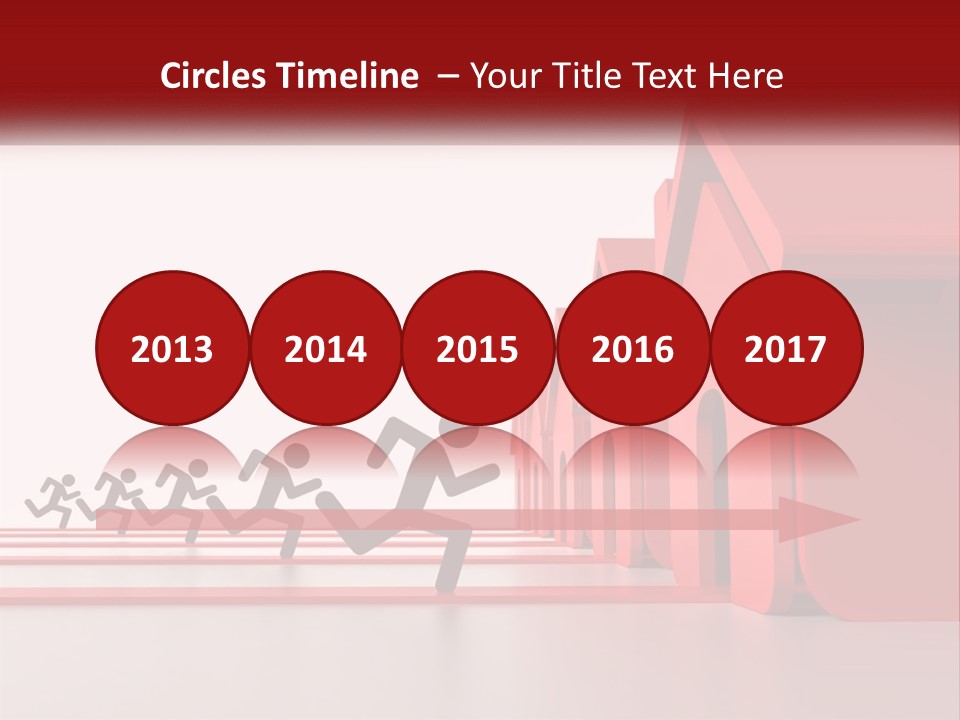 A Group Of People Running Towards A Red House PowerPoint Template