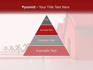 A Group Of People Running Towards A Red House PowerPoint Template
