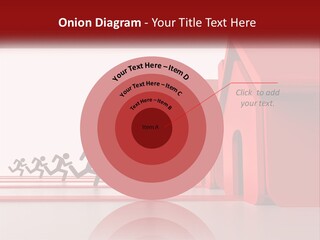 A Group Of People Running Towards A Red House PowerPoint Template