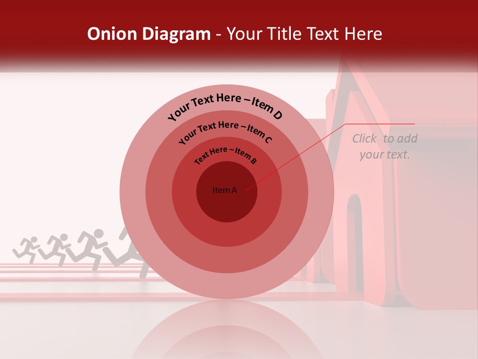 A Group Of People Running Towards A Red House PowerPoint Template