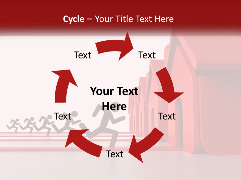 A Group Of People Running Towards A Red House PowerPoint Template