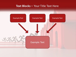 A Group Of People Running Towards A Red House PowerPoint Template