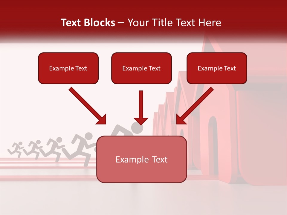 A Group Of People Running Towards A Red House PowerPoint Template