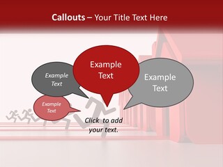 A Group Of People Running Towards A Red House PowerPoint Template