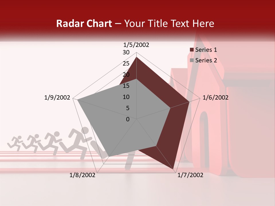A Group Of People Running Towards A Red House PowerPoint Template