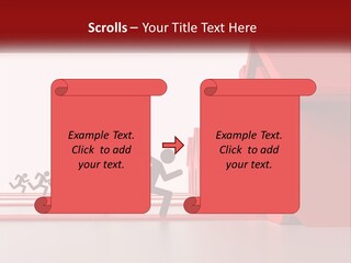 A Group Of People Running Towards A Red House PowerPoint Template