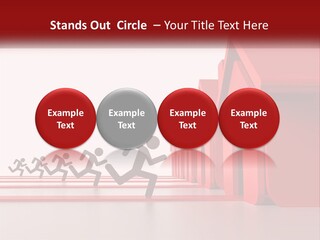 A Group Of People Running Towards A Red House PowerPoint Template