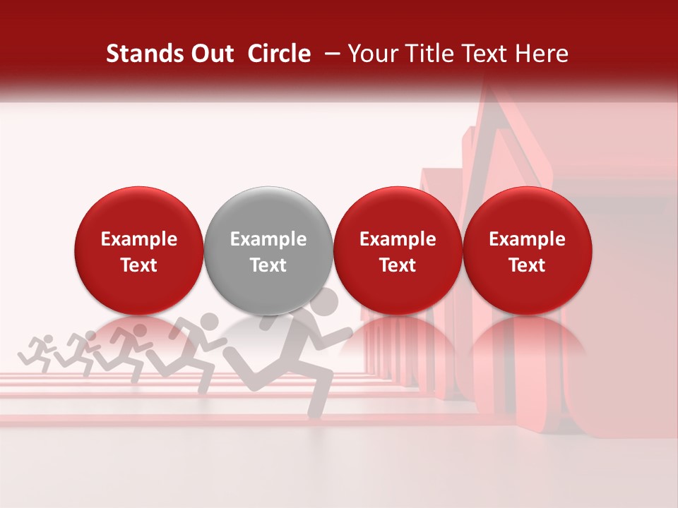 A Group Of People Running Towards A Red House PowerPoint Template