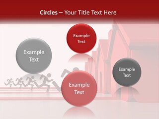 A Group Of People Running Towards A Red House PowerPoint Template