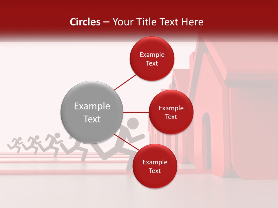 A Group Of People Running Towards A Red House PowerPoint Template