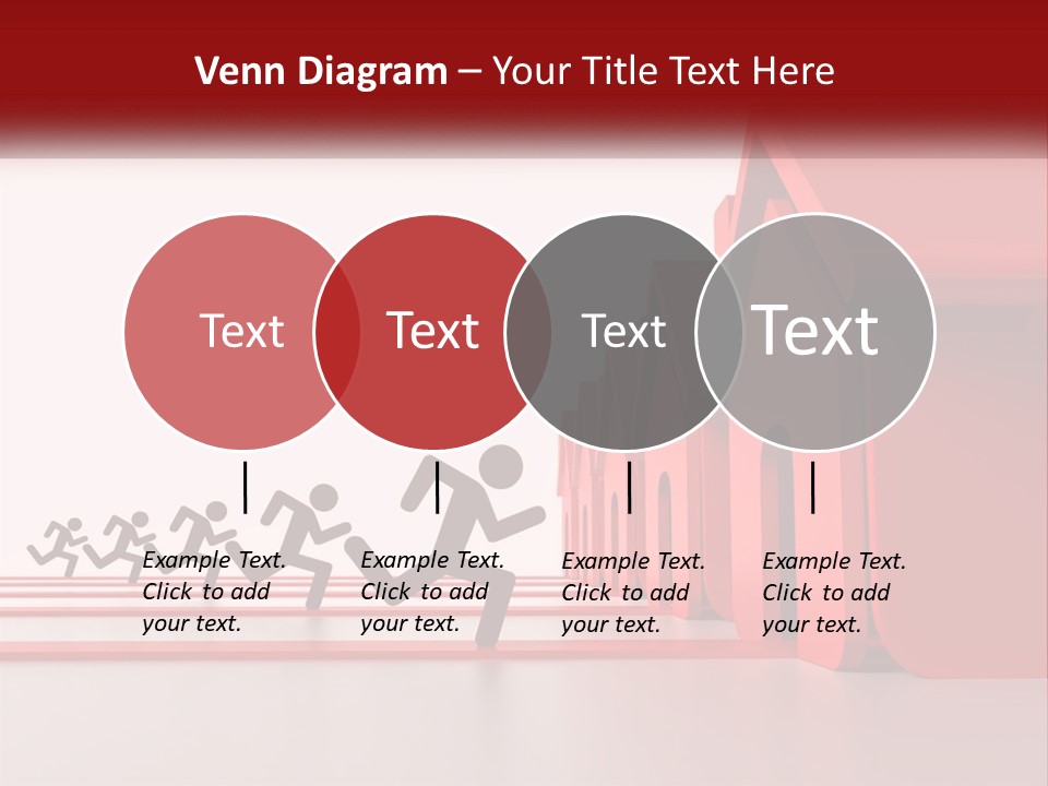 A Group Of People Running Towards A Red House PowerPoint Template