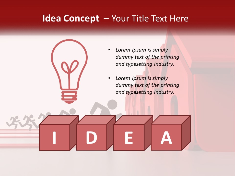 A Group Of People Running Towards A Red House PowerPoint Template