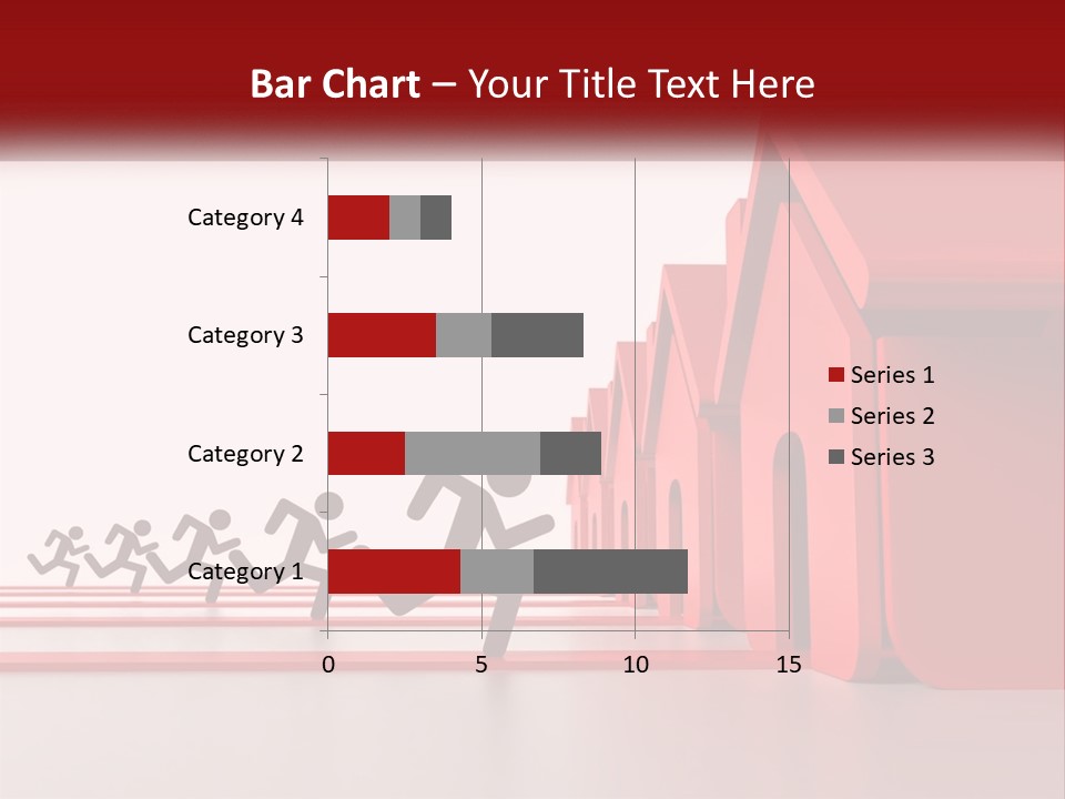A Group Of People Running Towards A Red House PowerPoint Template