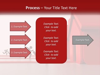 A Group Of People Running Towards A Red House PowerPoint Template