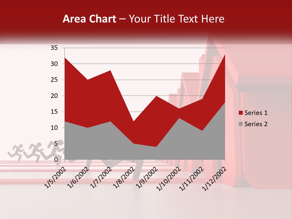 A Group Of People Running Towards A Red House PowerPoint Template