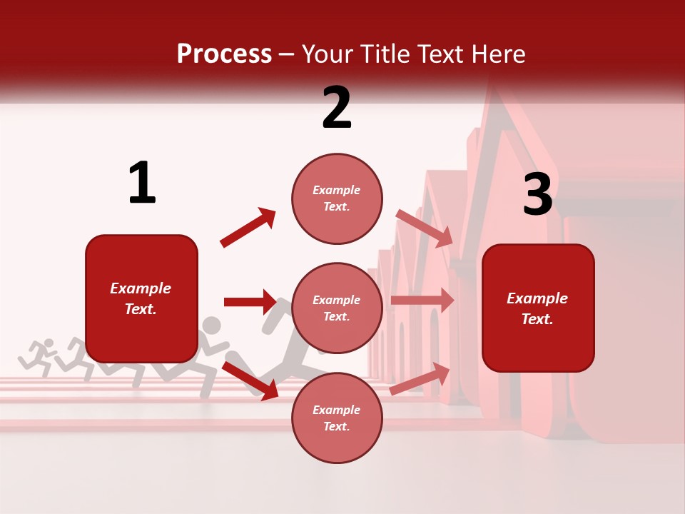 A Group Of People Running Towards A Red House PowerPoint Template