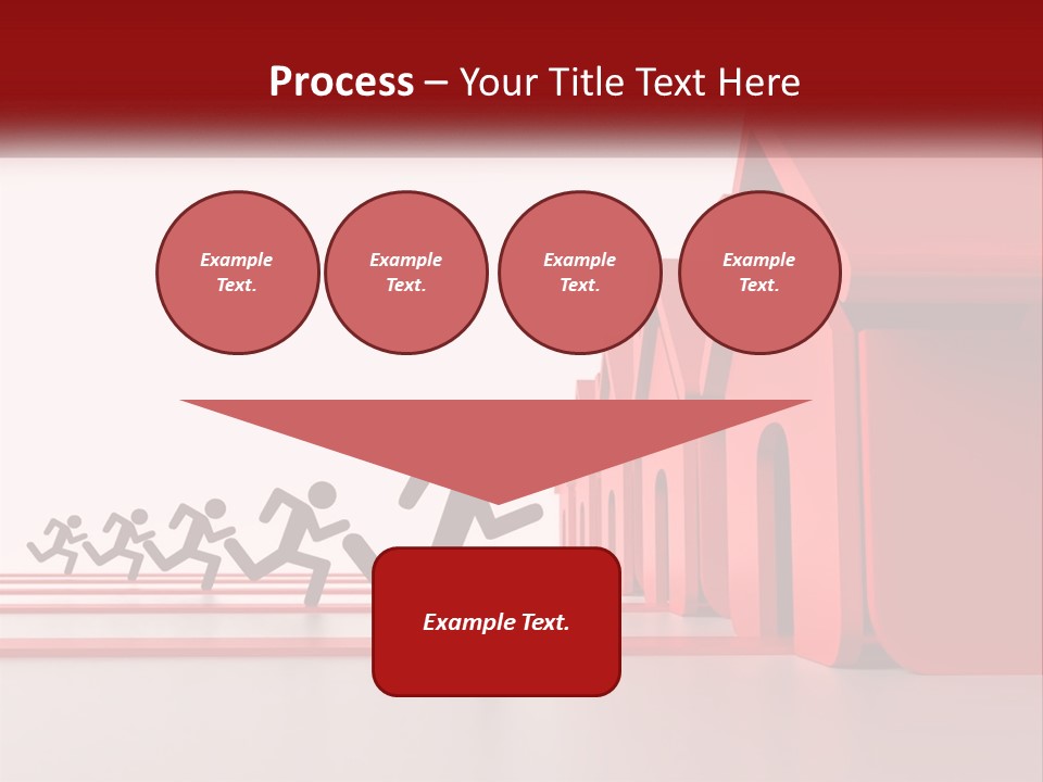 A Group Of People Running Towards A Red House PowerPoint Template