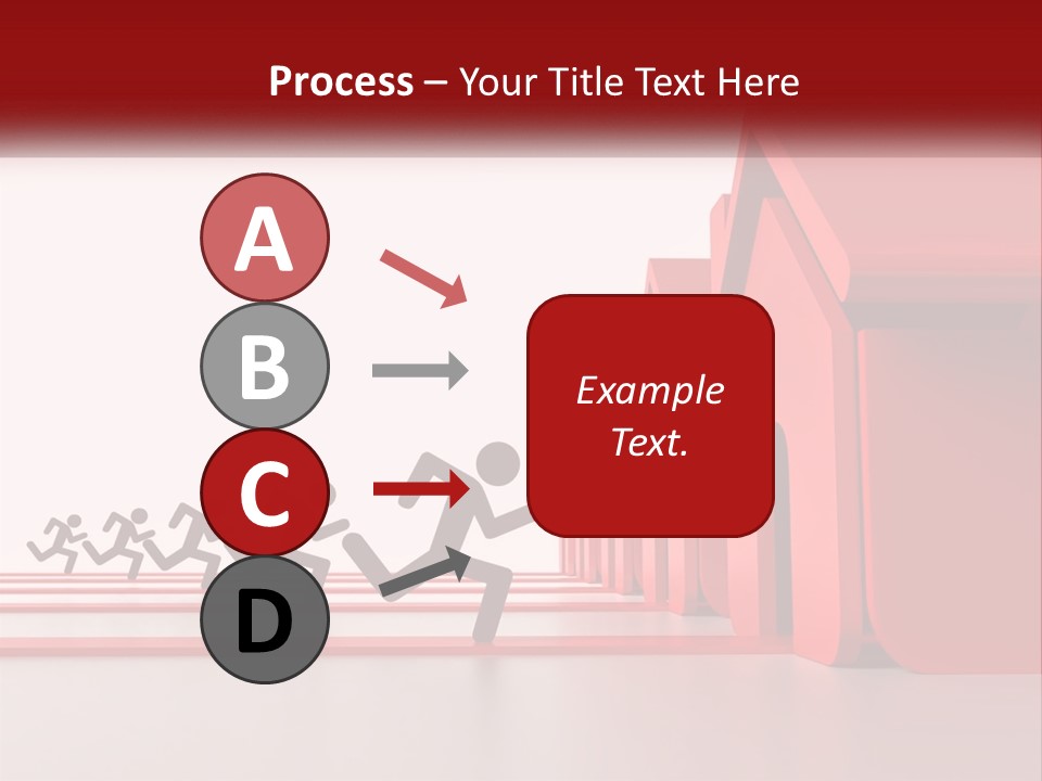 A Group Of People Running Towards A Red House PowerPoint Template