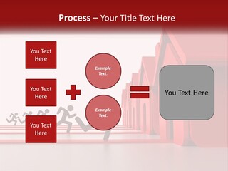 A Group Of People Running Towards A Red House PowerPoint Template