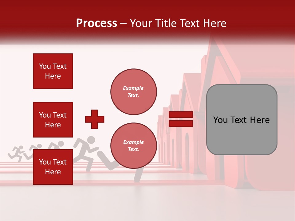 A Group Of People Running Towards A Red House PowerPoint Template