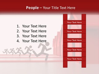 A Group Of People Running Towards A Red House PowerPoint Template