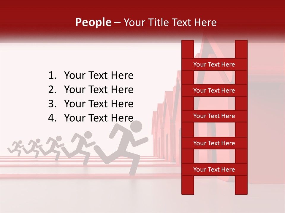 A Group Of People Running Towards A Red House PowerPoint Template