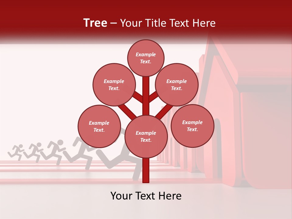 A Group Of People Running Towards A Red House PowerPoint Template