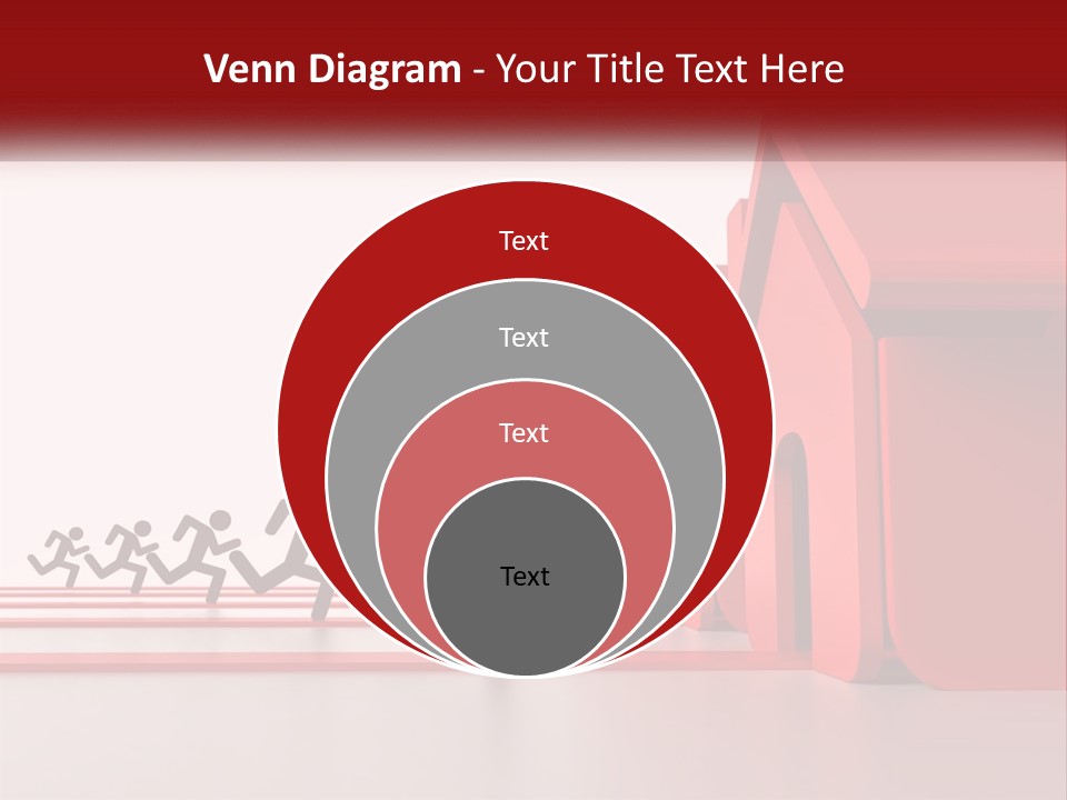 A Group Of People Running Towards A Red House PowerPoint Template