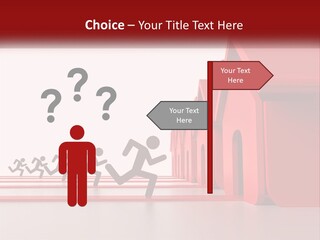 A Group Of People Running Towards A Red House PowerPoint Template