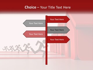 A Group Of People Running Towards A Red House PowerPoint Template
