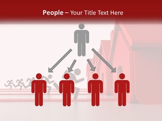 A Group Of People Running Towards A Red House PowerPoint Template