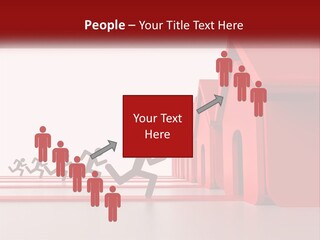 A Group Of People Running Towards A Red House PowerPoint Template