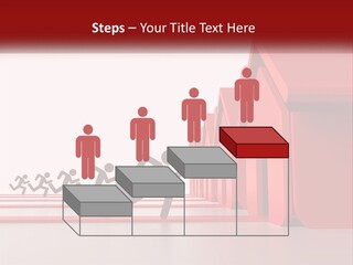 A Group Of People Running Towards A Red House PowerPoint Template