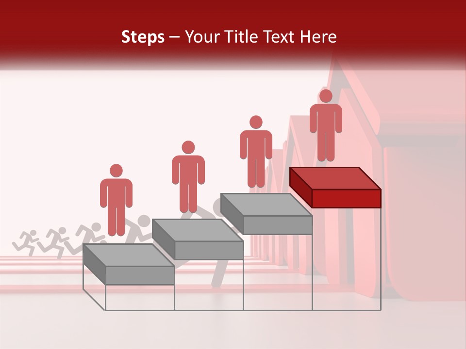 A Group Of People Running Towards A Red House PowerPoint Template