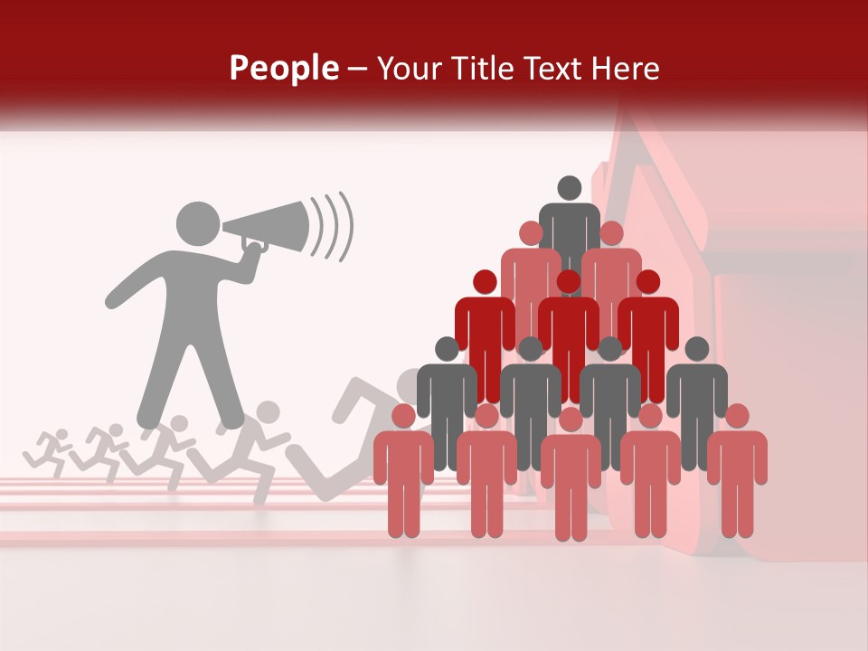 A Group Of People Running Towards A Red House PowerPoint Template