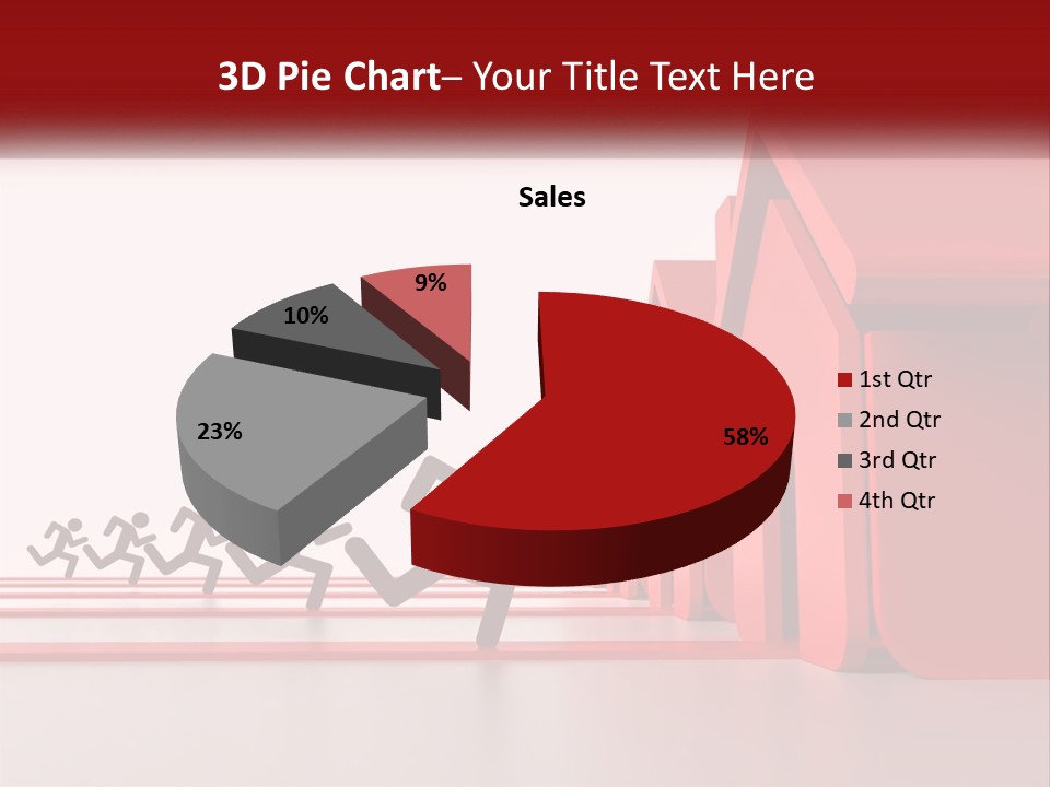 A Group Of People Running Towards A Red House PowerPoint Template