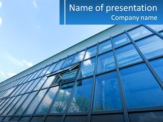 A Building With A Blue Sky And Clouds In The Background PowerPoint Template