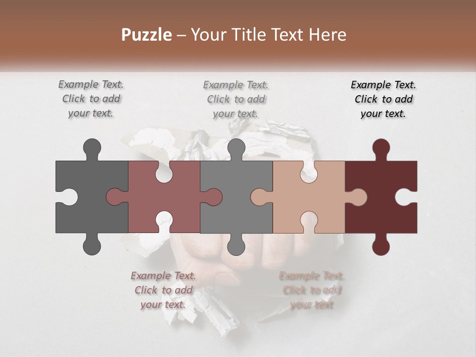 A Fist Punching Through A Piece Of Paper PowerPoint Template