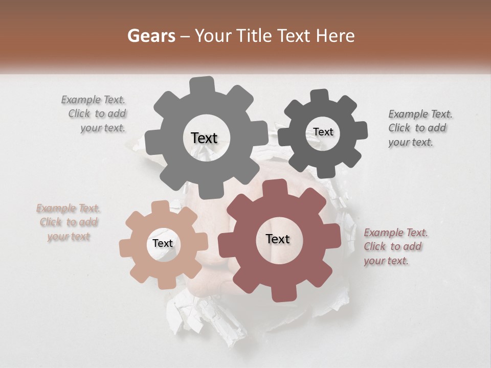 A Fist Punching Through A Piece Of Paper PowerPoint Template