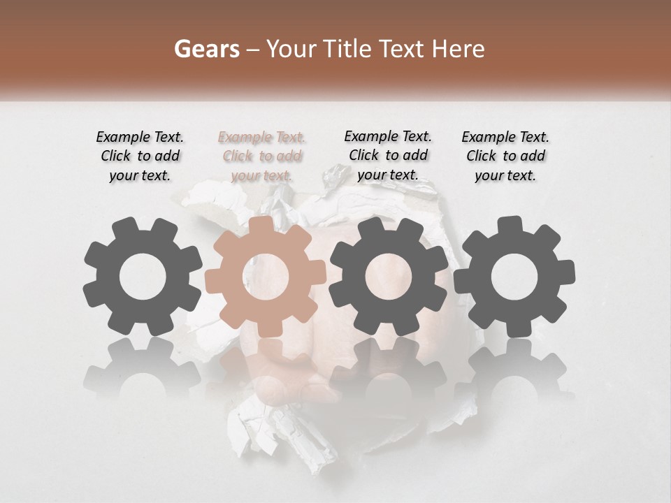 A Fist Punching Through A Piece Of Paper PowerPoint Template