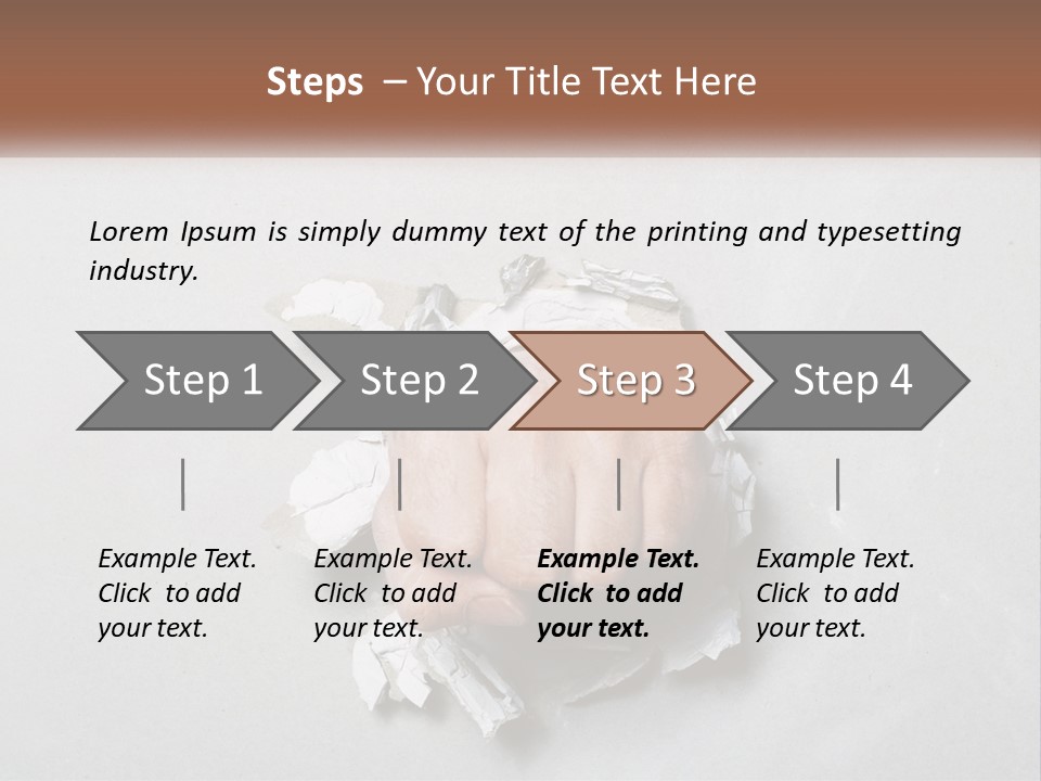 A Fist Punching Through A Piece Of Paper PowerPoint Template
