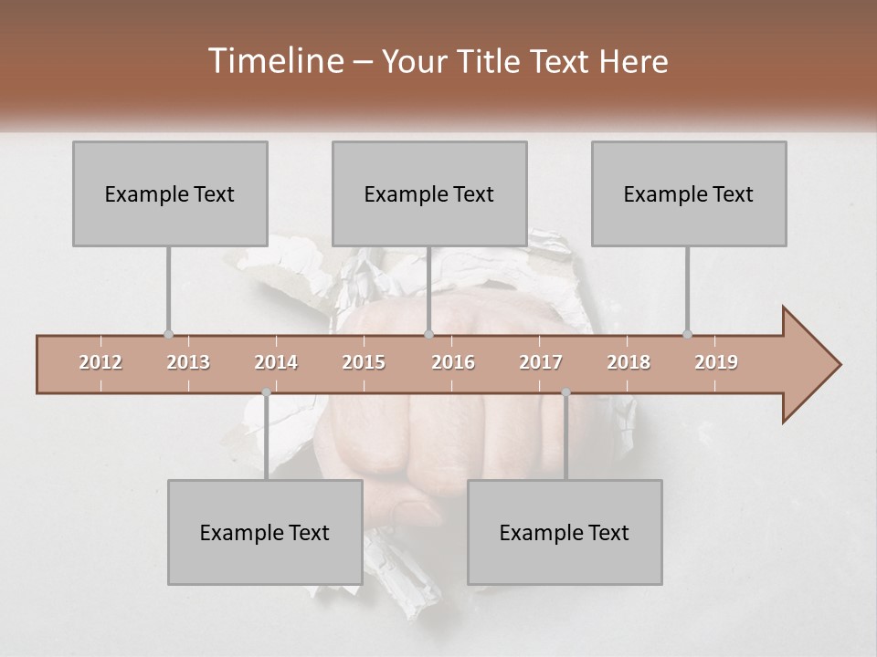 A Fist Punching Through A Piece Of Paper PowerPoint Template