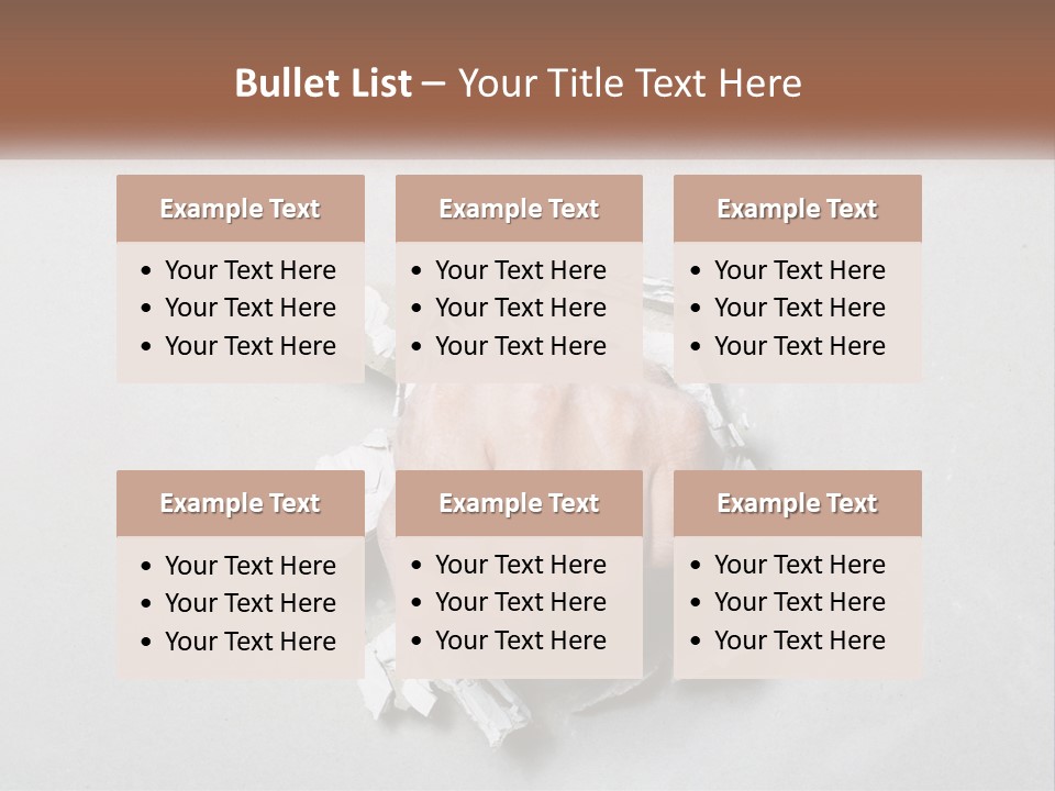 A Fist Punching Through A Piece Of Paper PowerPoint Template